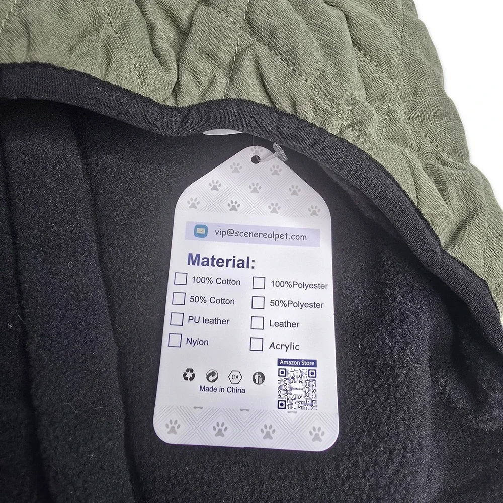 Scenereal Quilted Dog Jacket XL Olive Green Fleece Lined Harness D-Ring NWT